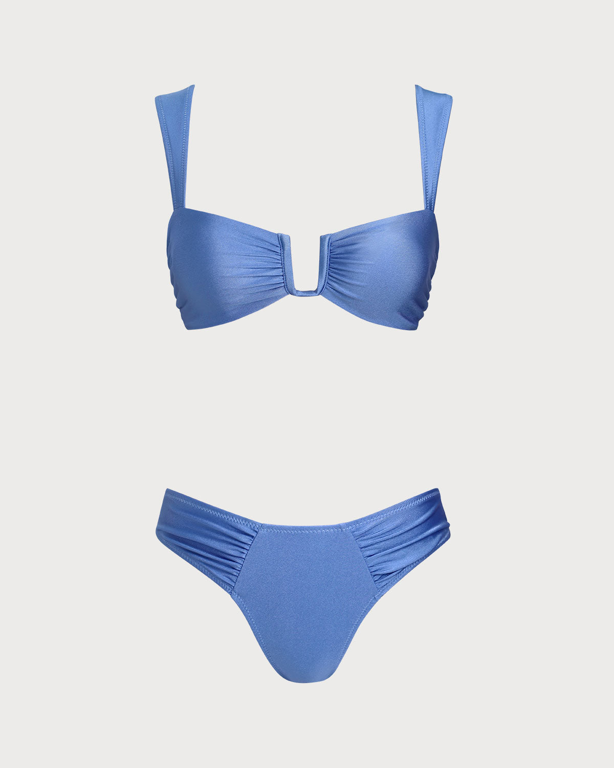 High-Waisted Triangle Bikini Set in Blue