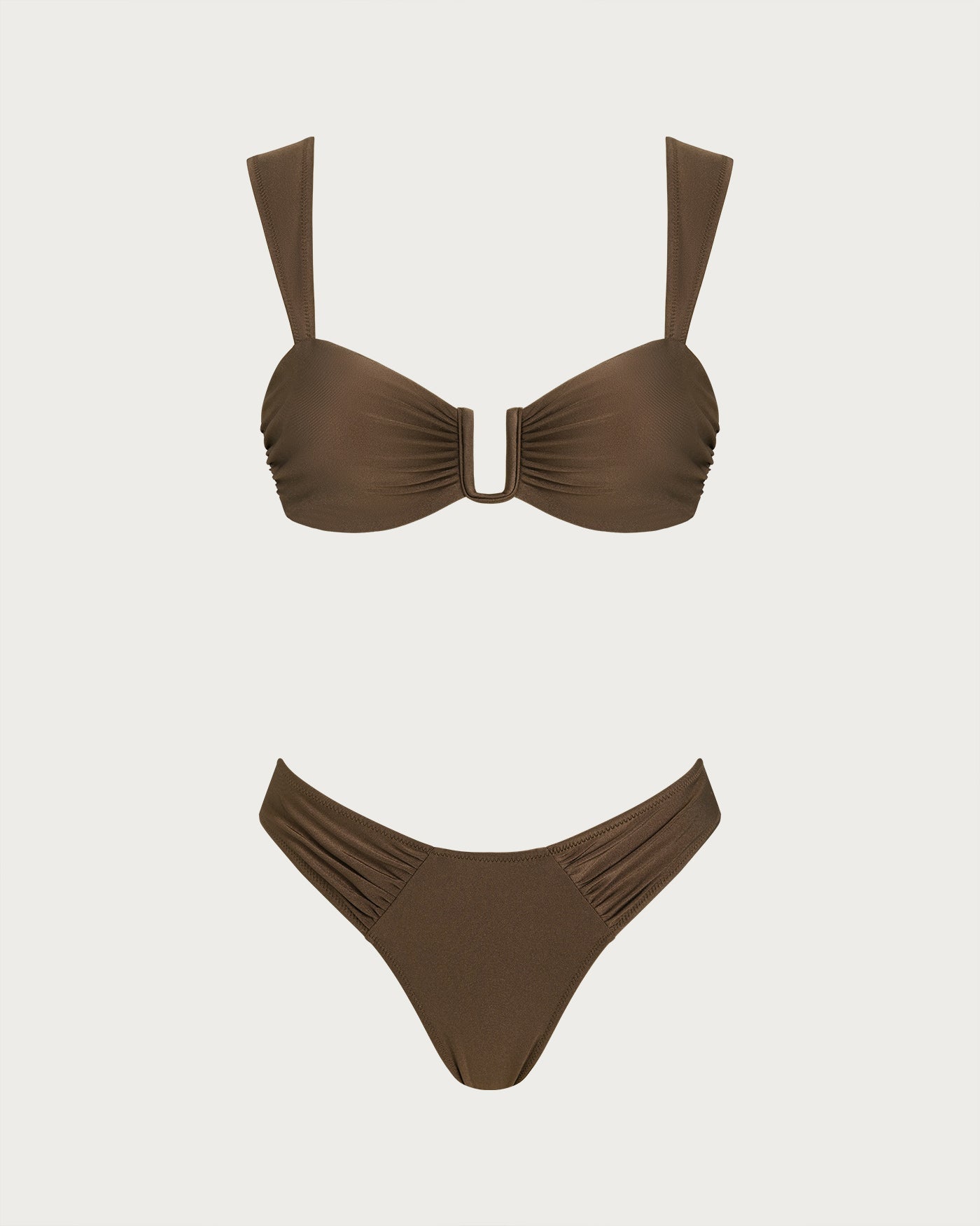 Brown Cut-Out String Bikini Set