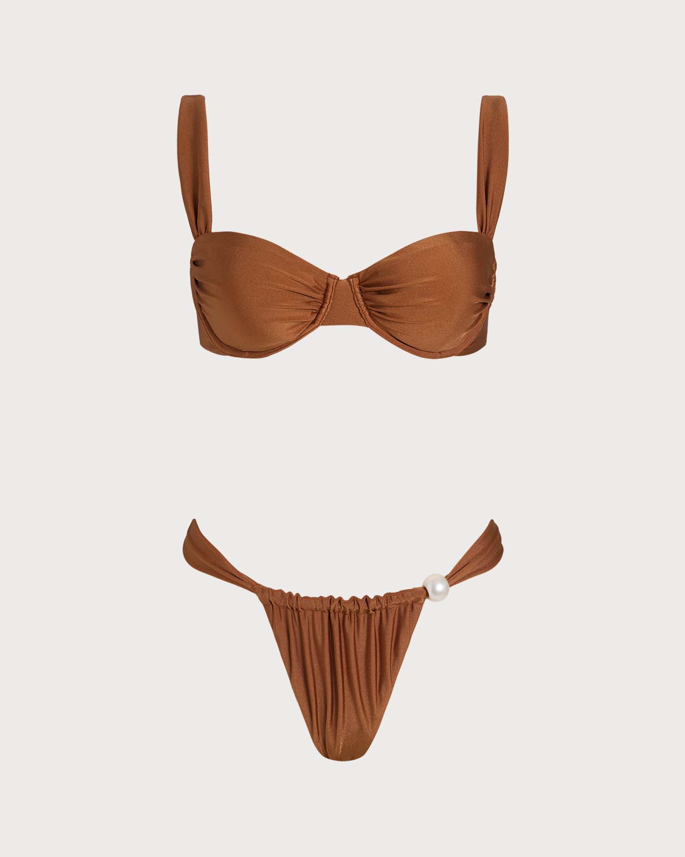 Bikini Set with Underwire and Heart Neckline Caramel