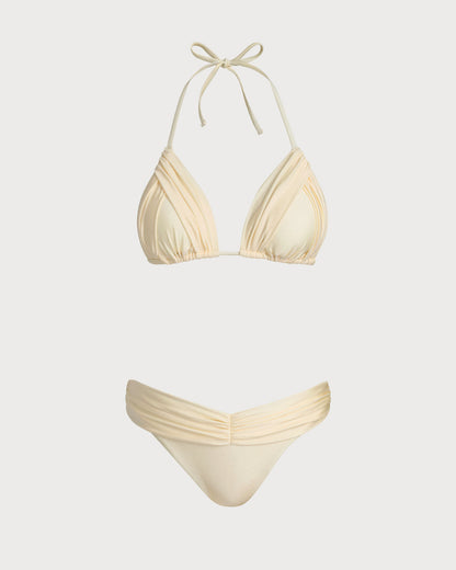 Ruffled Yellow Halter Bikini Set