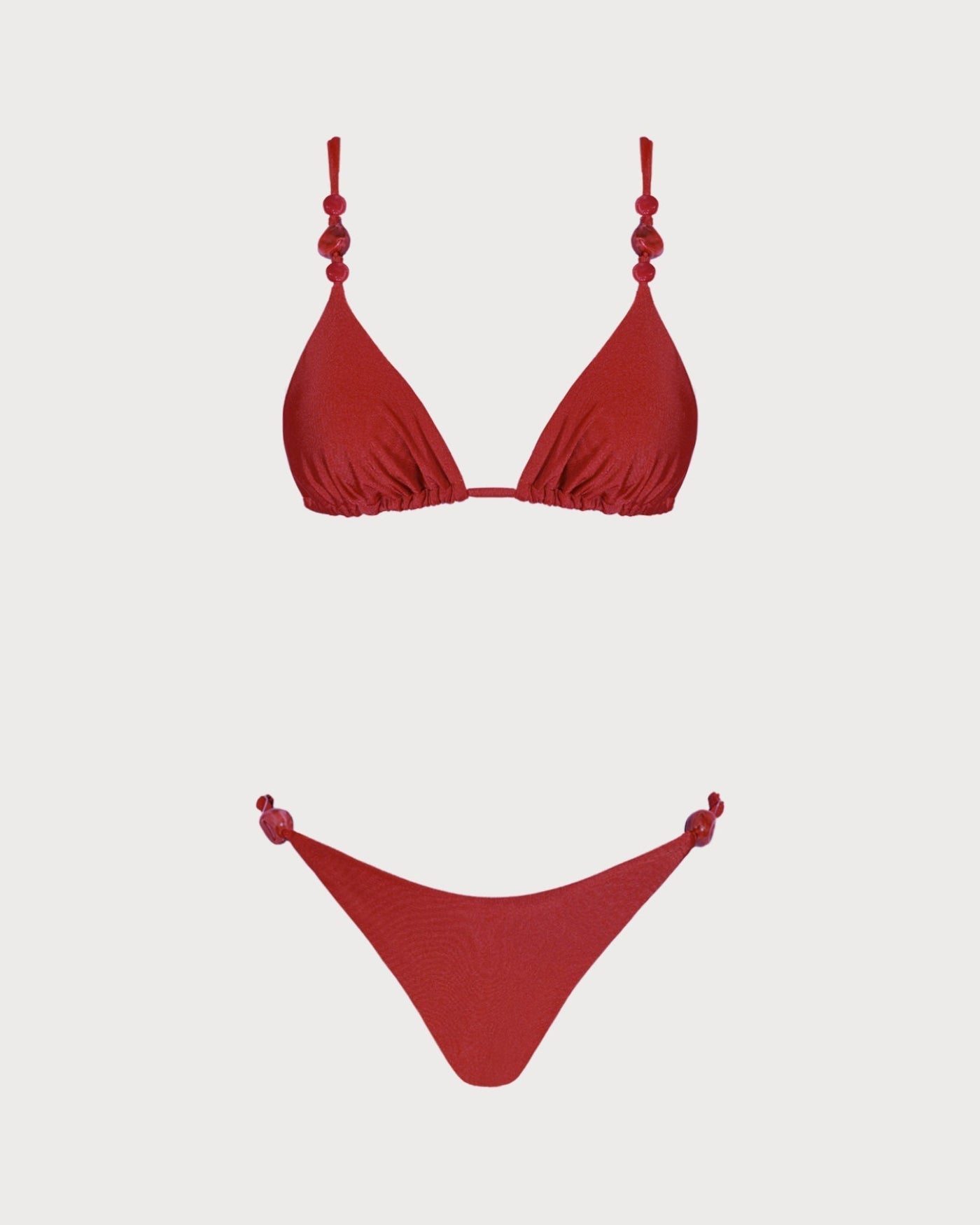 Red Triangle Bikini Set with V-Neck