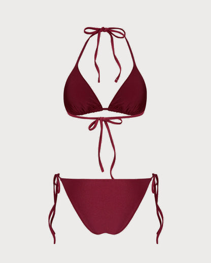 Red Triangle String Bikini Set