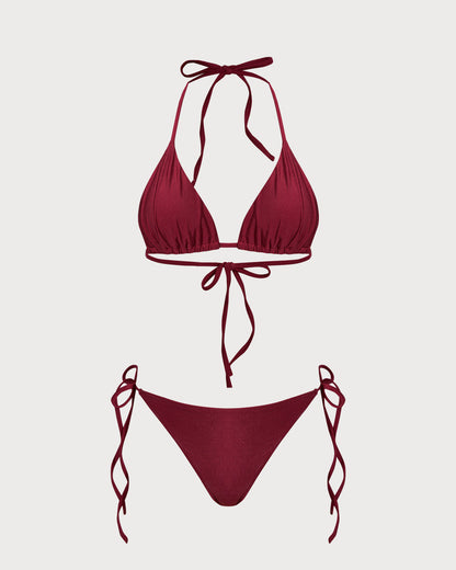 Red Triangle String Bikini Set