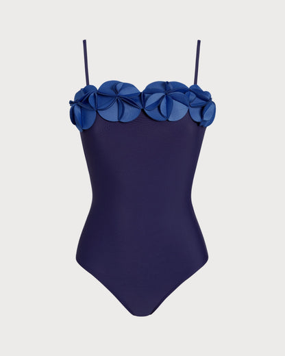 Blue Floral One-Piece Swimsuit