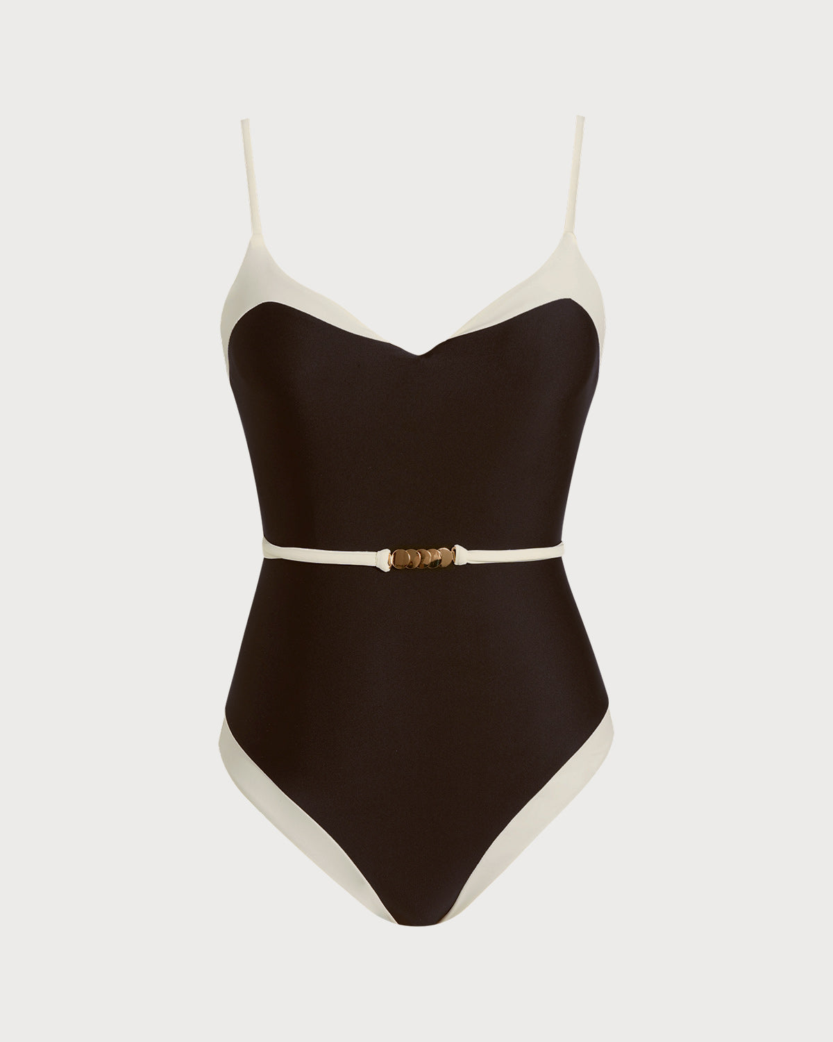 Brown V-Neck One-Piece Bralette