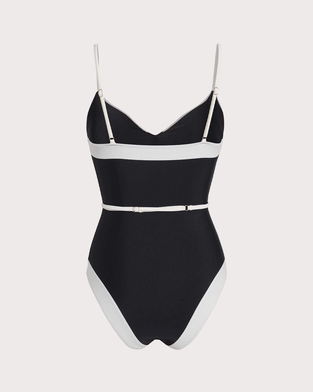 One-Piece Swimsuit with V-Neck and Black Contrast