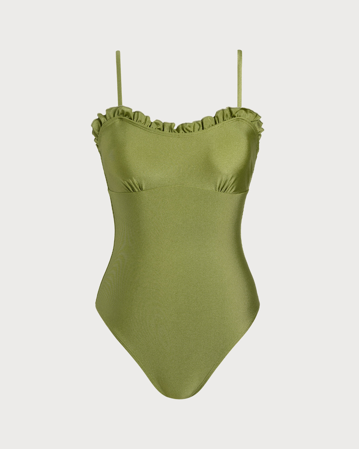 One-Piece Swimsuit with Ruffles Green