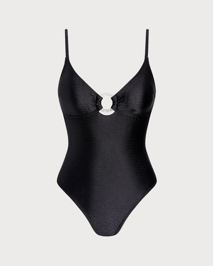 Solid Black One-Piece Bralette with O-Ring