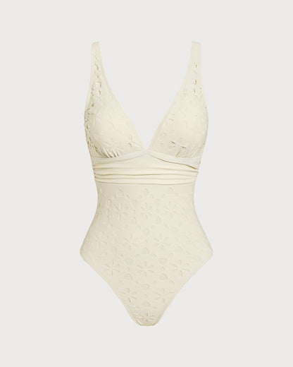 One-Piece Bralette Swimsuit Off White