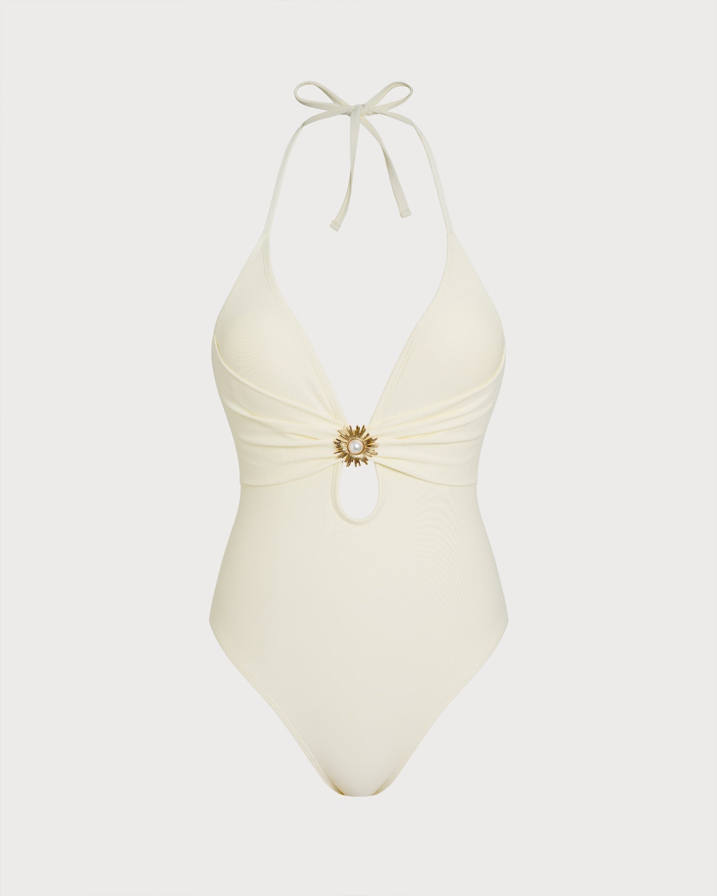 One-Piece Swimsuit with Halter in Off White