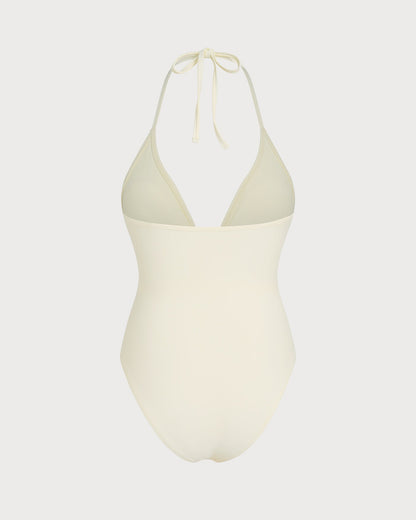 One-Piece Swimsuit with Halter in Off White