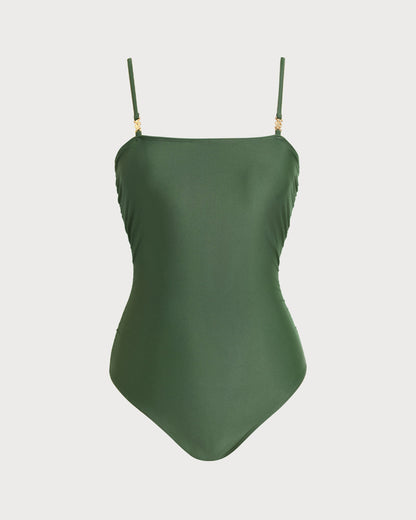 High Elasticity Green One-Piece Swimsuit