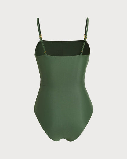High Elasticity Green One-Piece Swimsuit