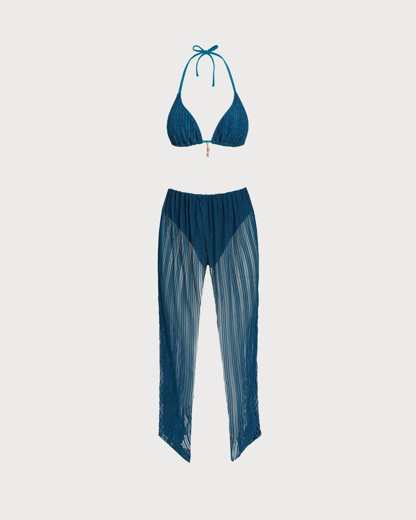 Bikini Set with Straps and Blue Sequins
