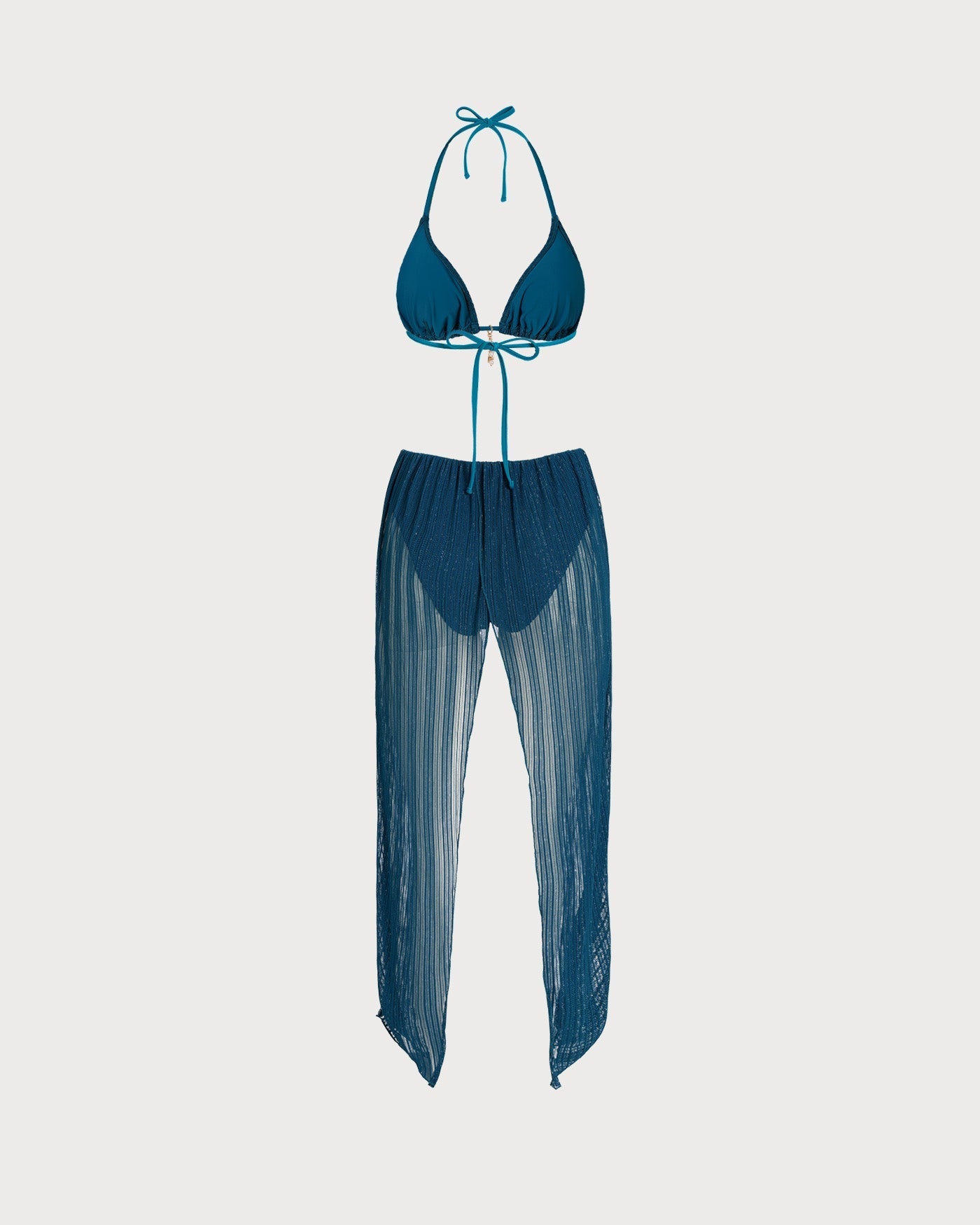 Bikini Set with Straps and Blue Sequins