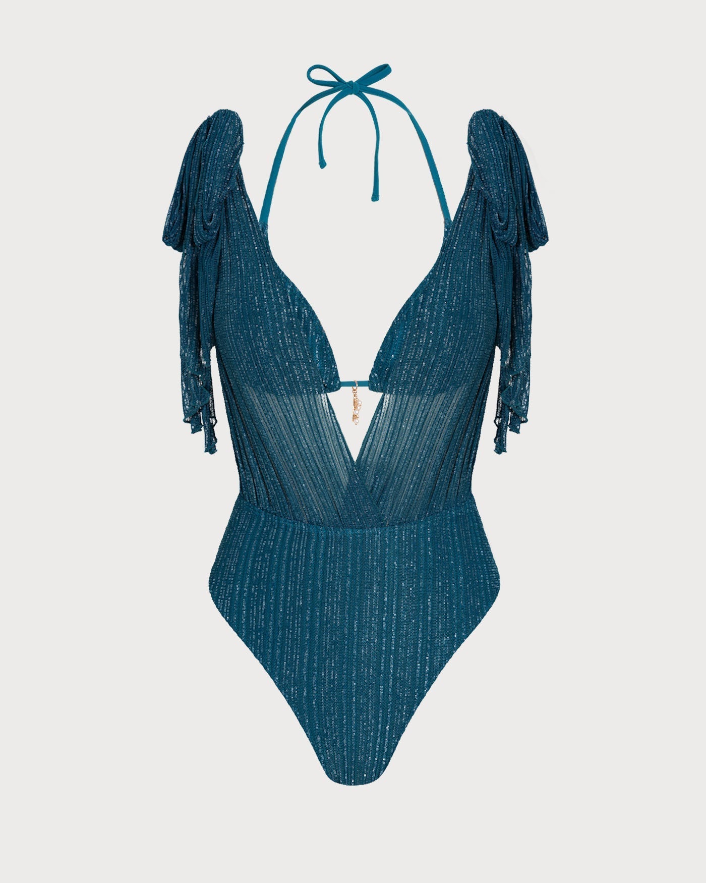 Bikini Set with Straps and Blue Sequins