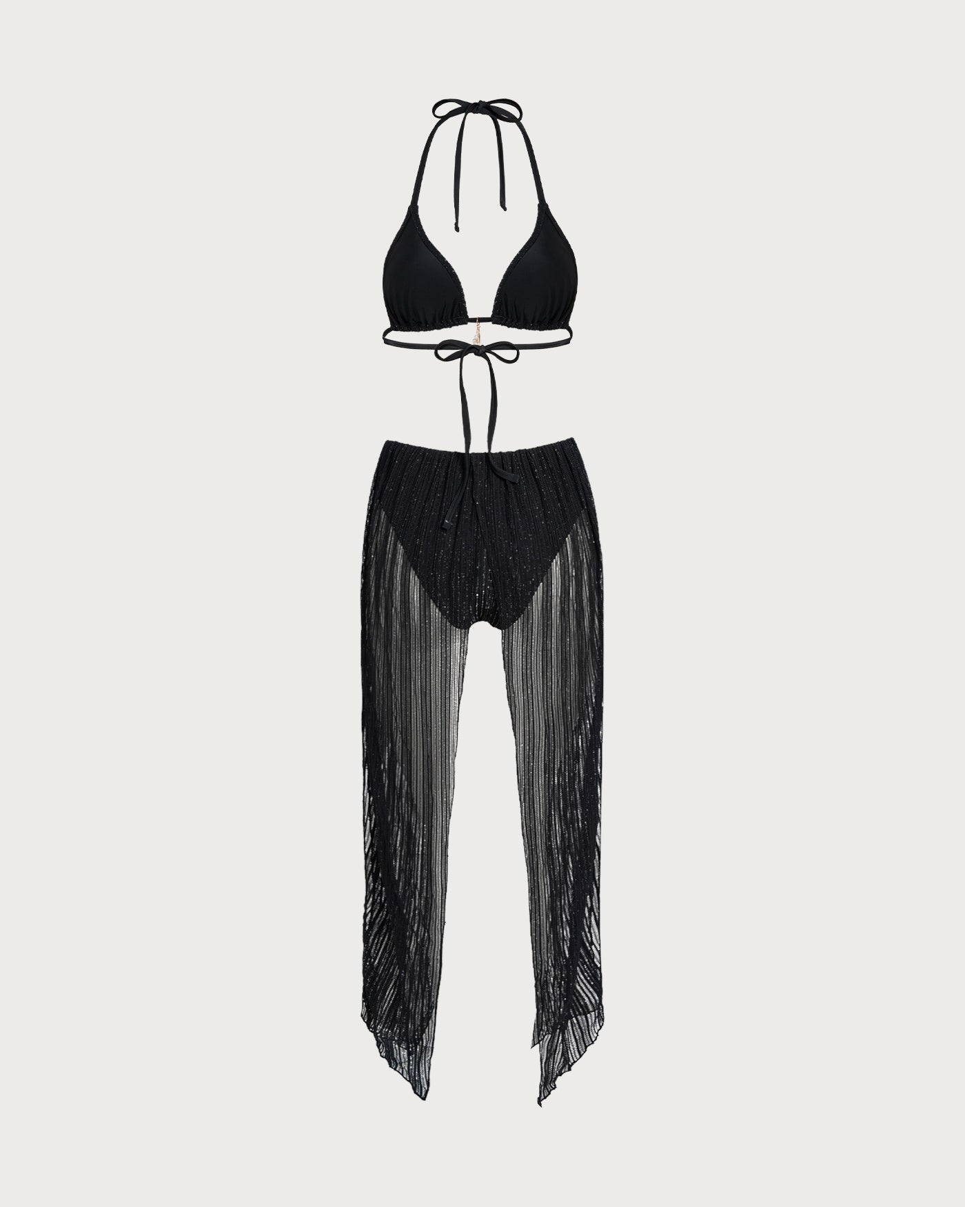 Triangle Bikini Set with Tie and Black Halter