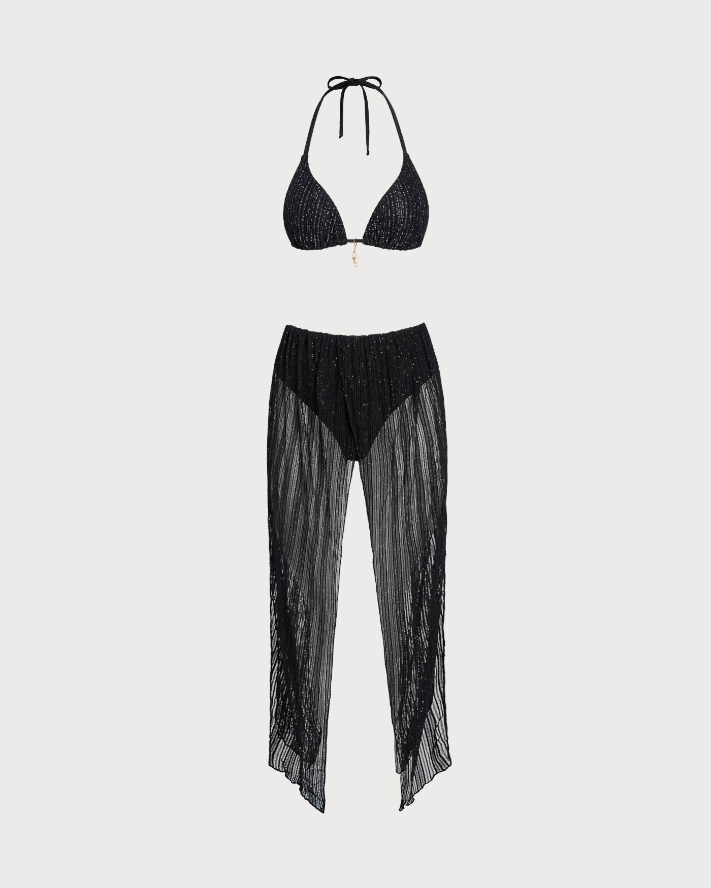 Triangle Bikini Set with Tie and Black Halter