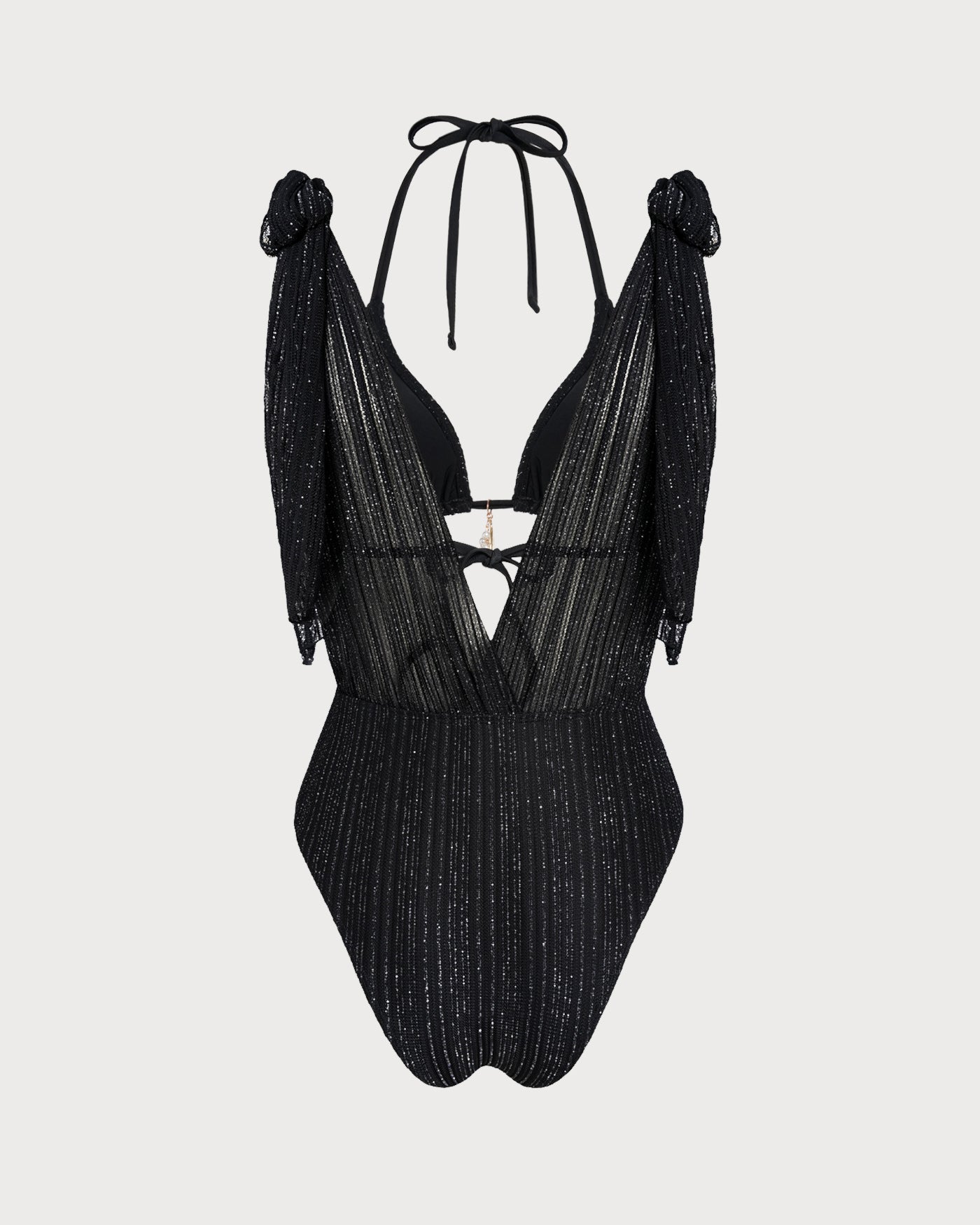Triangle Bikini Set with Tie and Black Halter