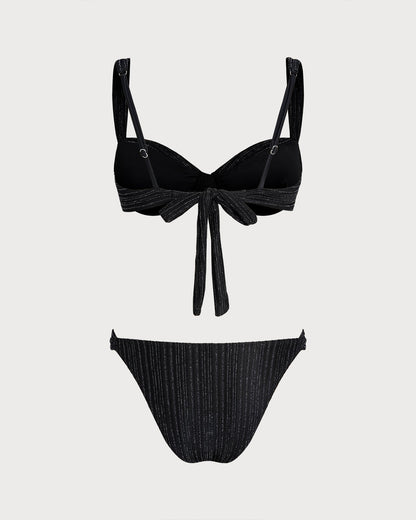 Black Sequin Underwire Bikini Set