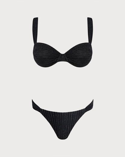 Black Sequin Underwire Bikini Set