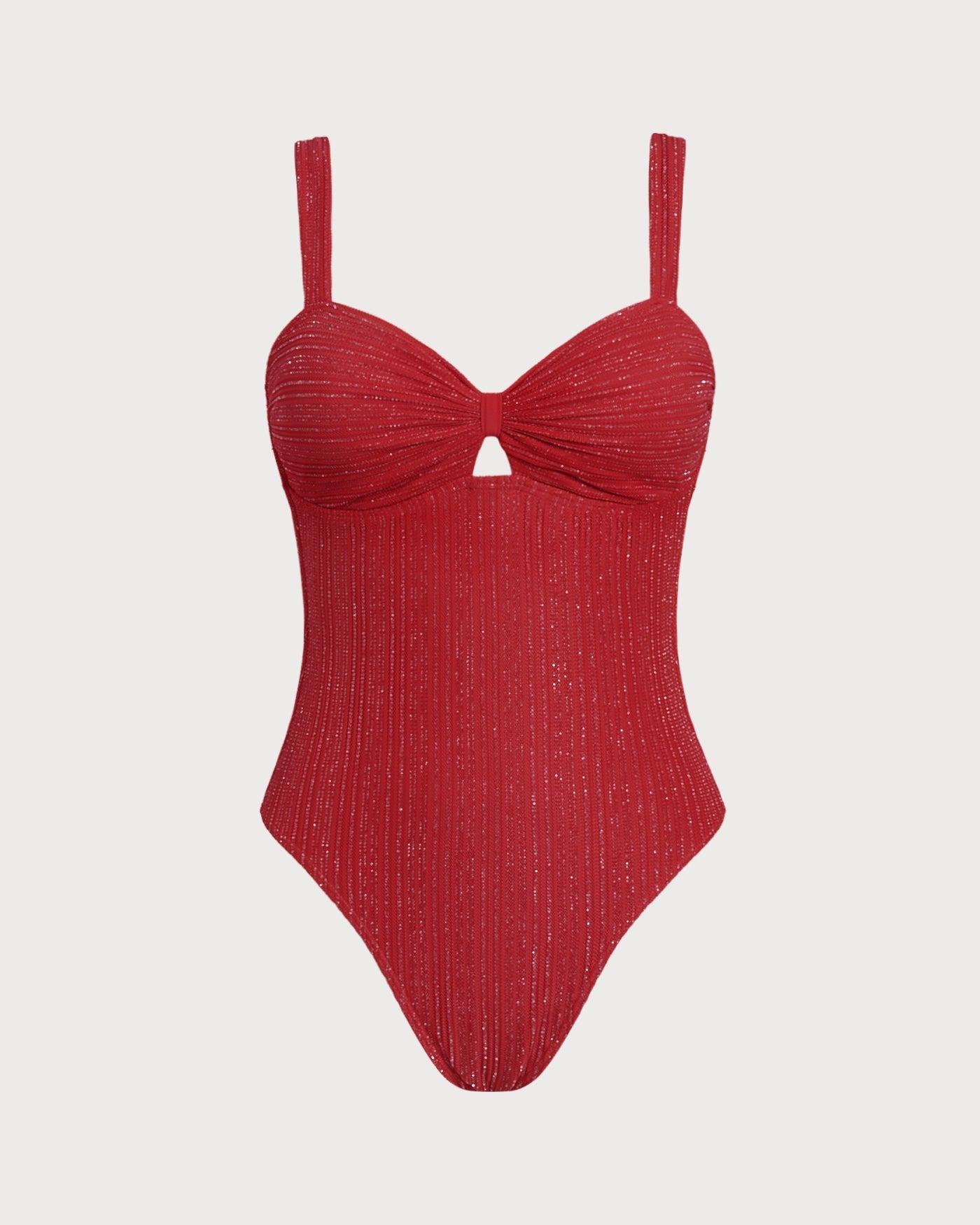 One-Piece Bralette with V-Neck in Red