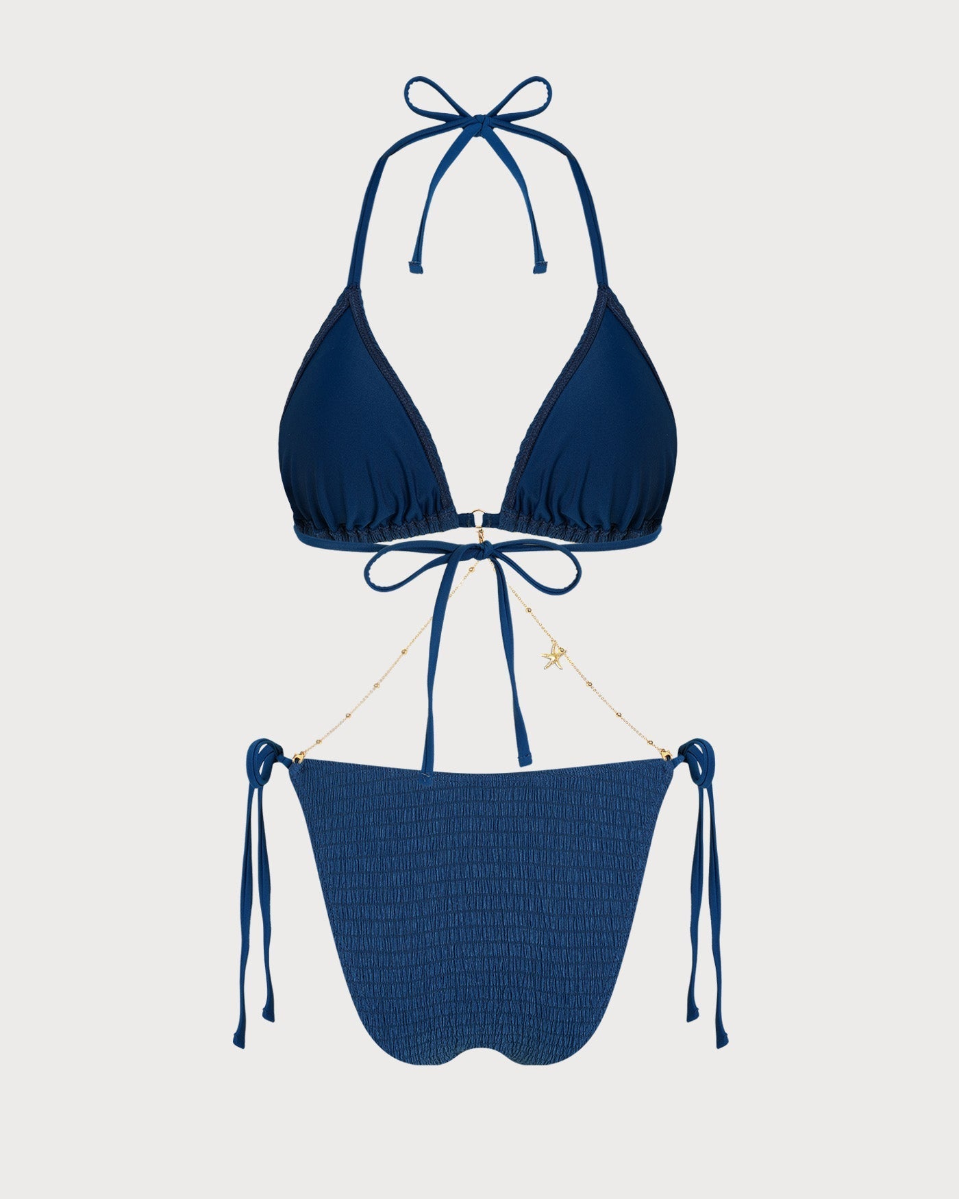 Textured Bikini Set with Straps in Blue