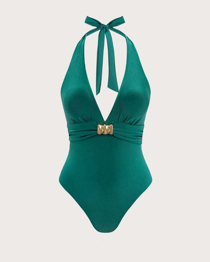 Green One-Sided Bralette with Ruffles