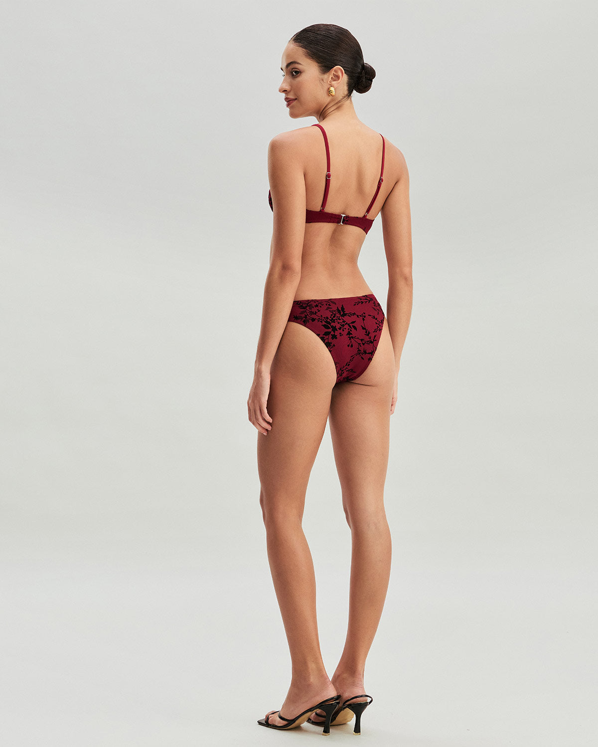 Red Floral Bikini Set with Underwire