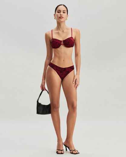 Red Floral Bikini Set with Underwire