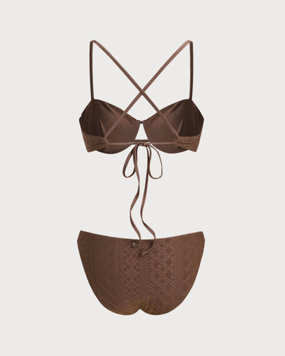 Textured Brown Underwire Bikini Set