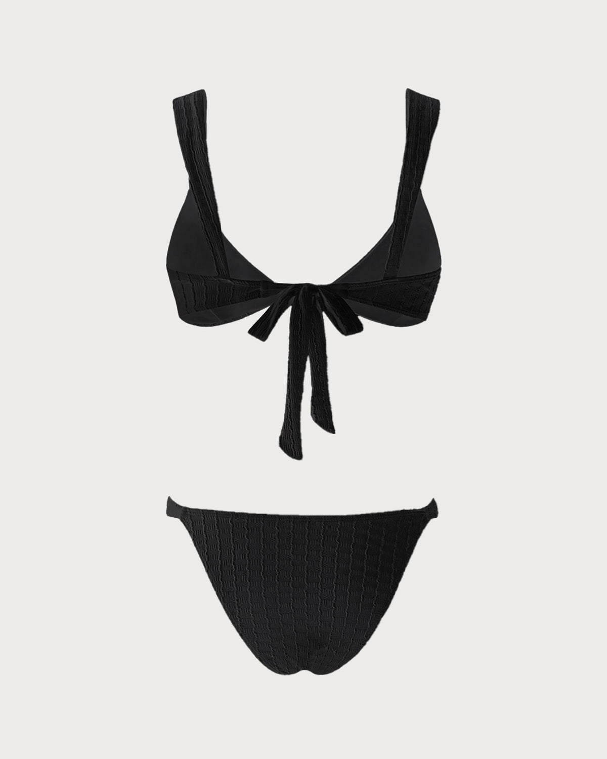 Black Bralette Bikini Set with V-Neck
