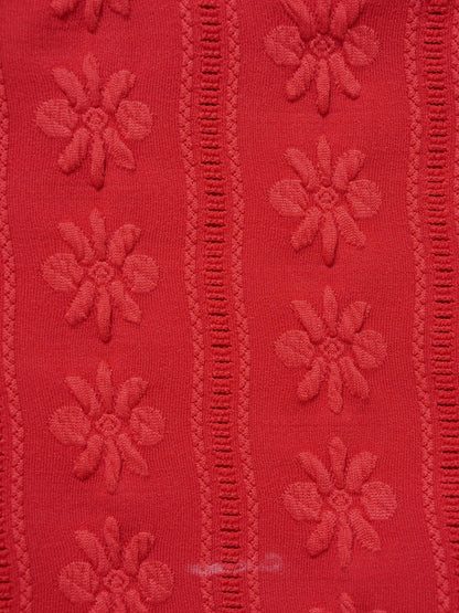 Red Jacquard Bikini Set with Adjustable Straps