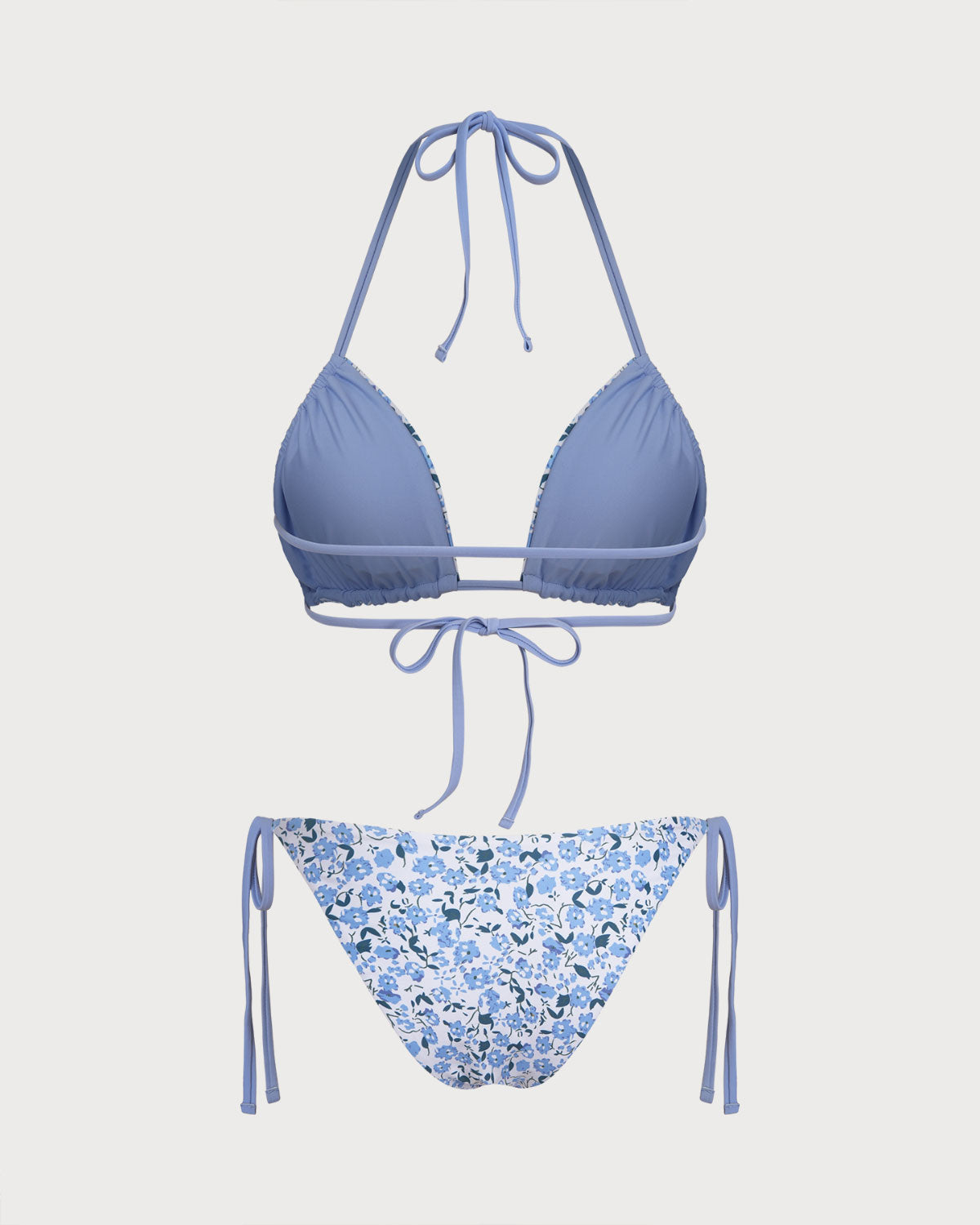 Floral Blue Triangle Bikini Set