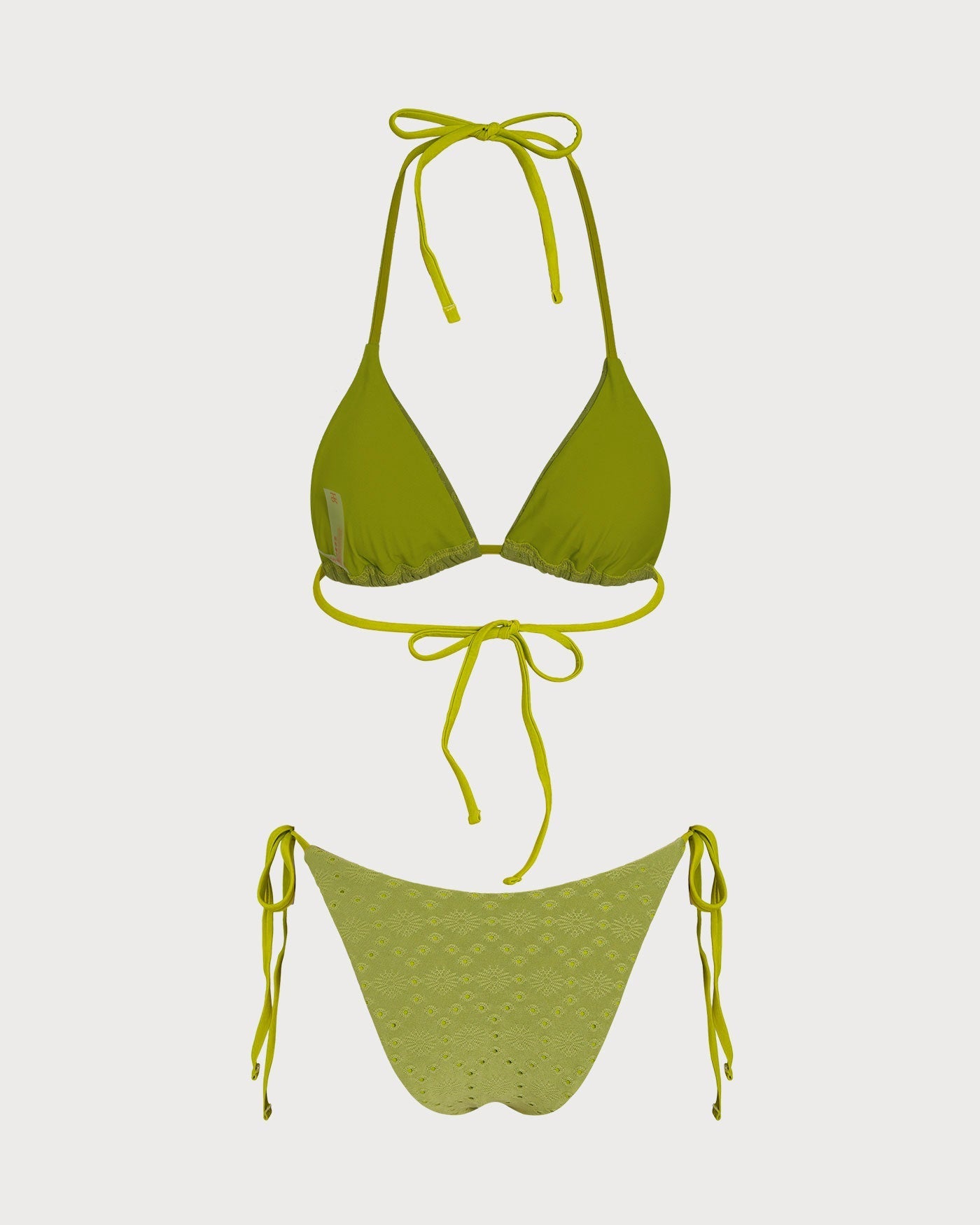Textured Green Triangle Bikini Set