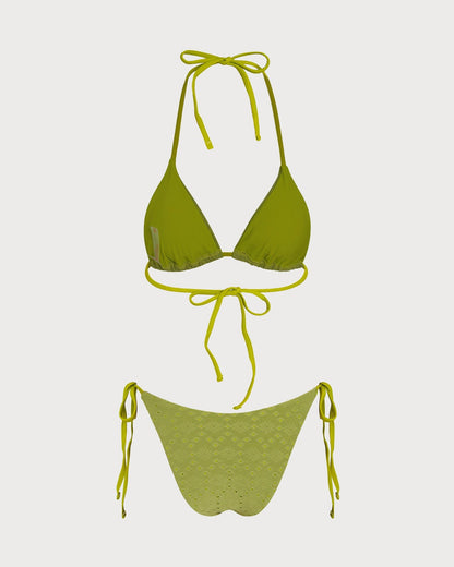 Textured Green Triangle Bikini Set