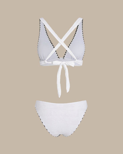 White Triangle Bikini Set with Contrast in X
