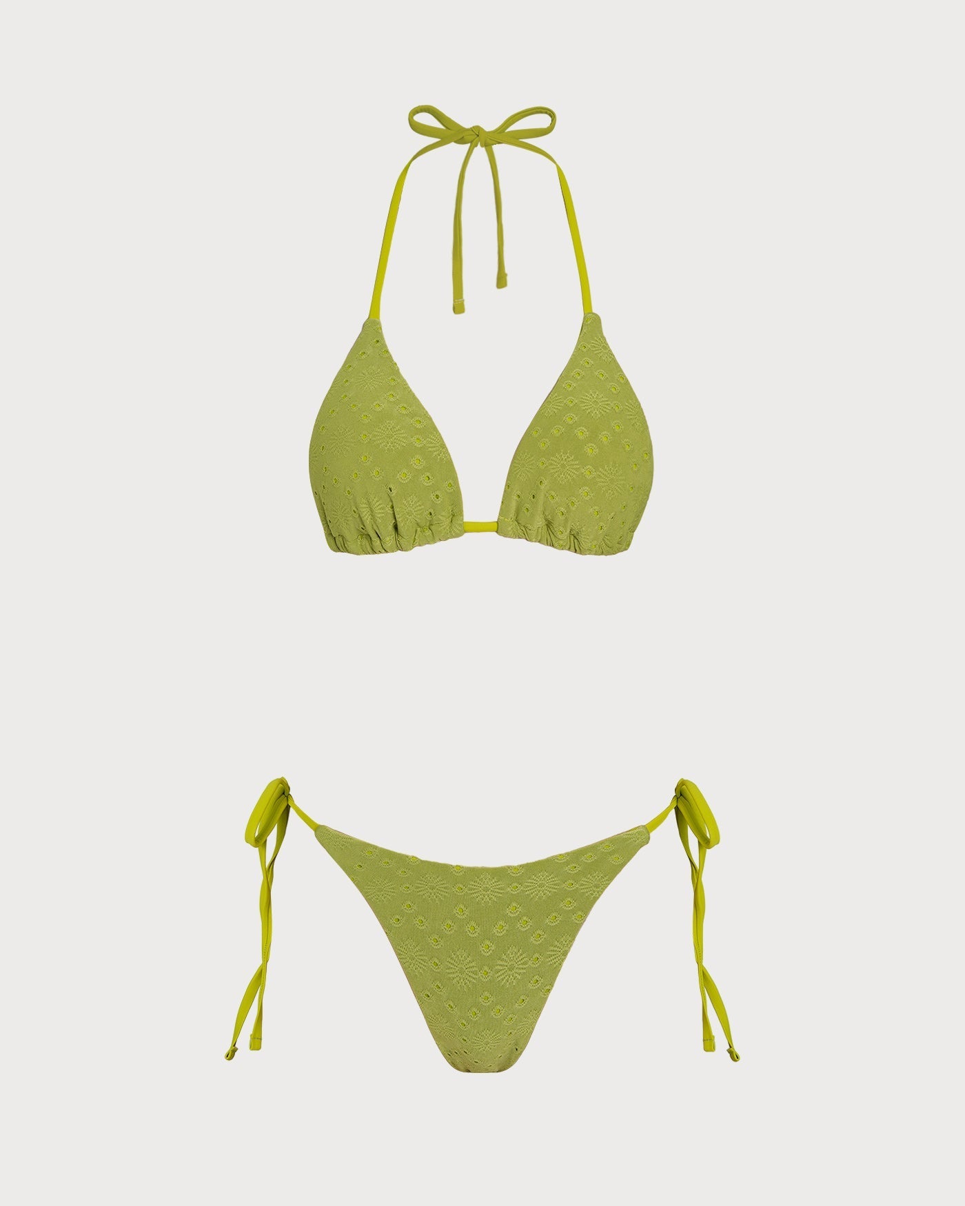 Textured Green Triangle Bikini Set