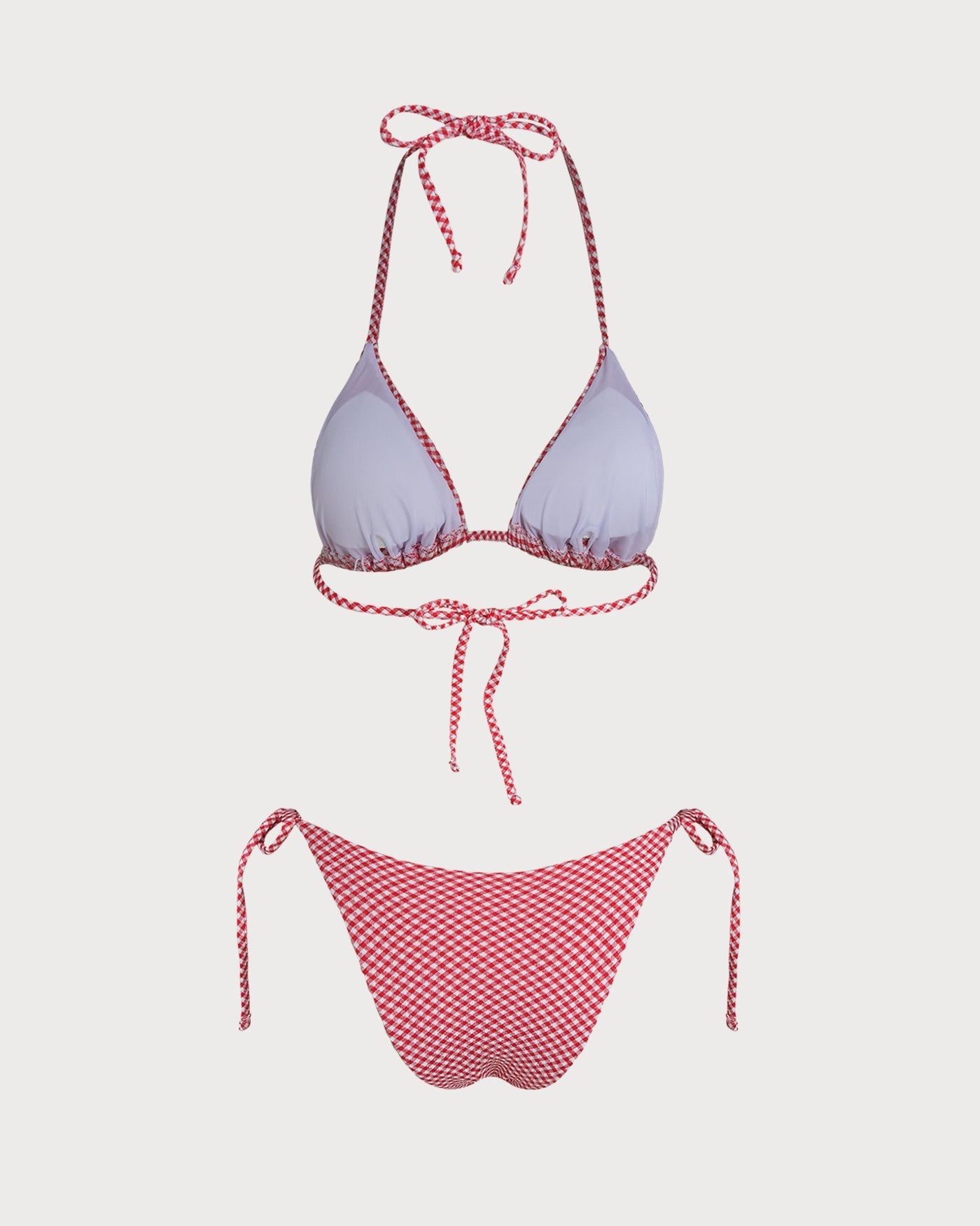 Red Checkered Triangle Bikini Set