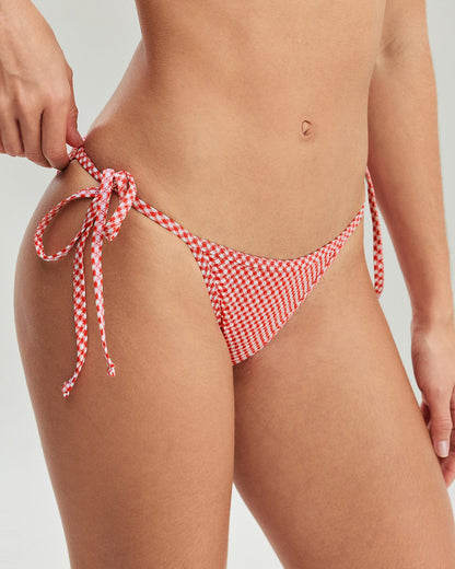 Red Checkered Triangle Bikini Set