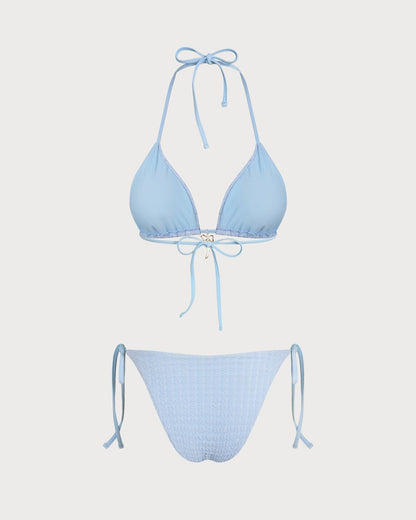 Triangle Bikini Set with Straps and Blue Cord