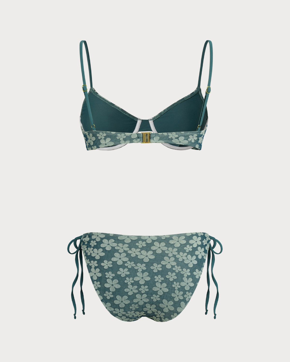 Green Floral Bikini Set with Underwire