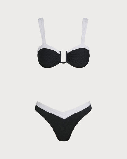 Black Triangle Bikini Set with Contrast