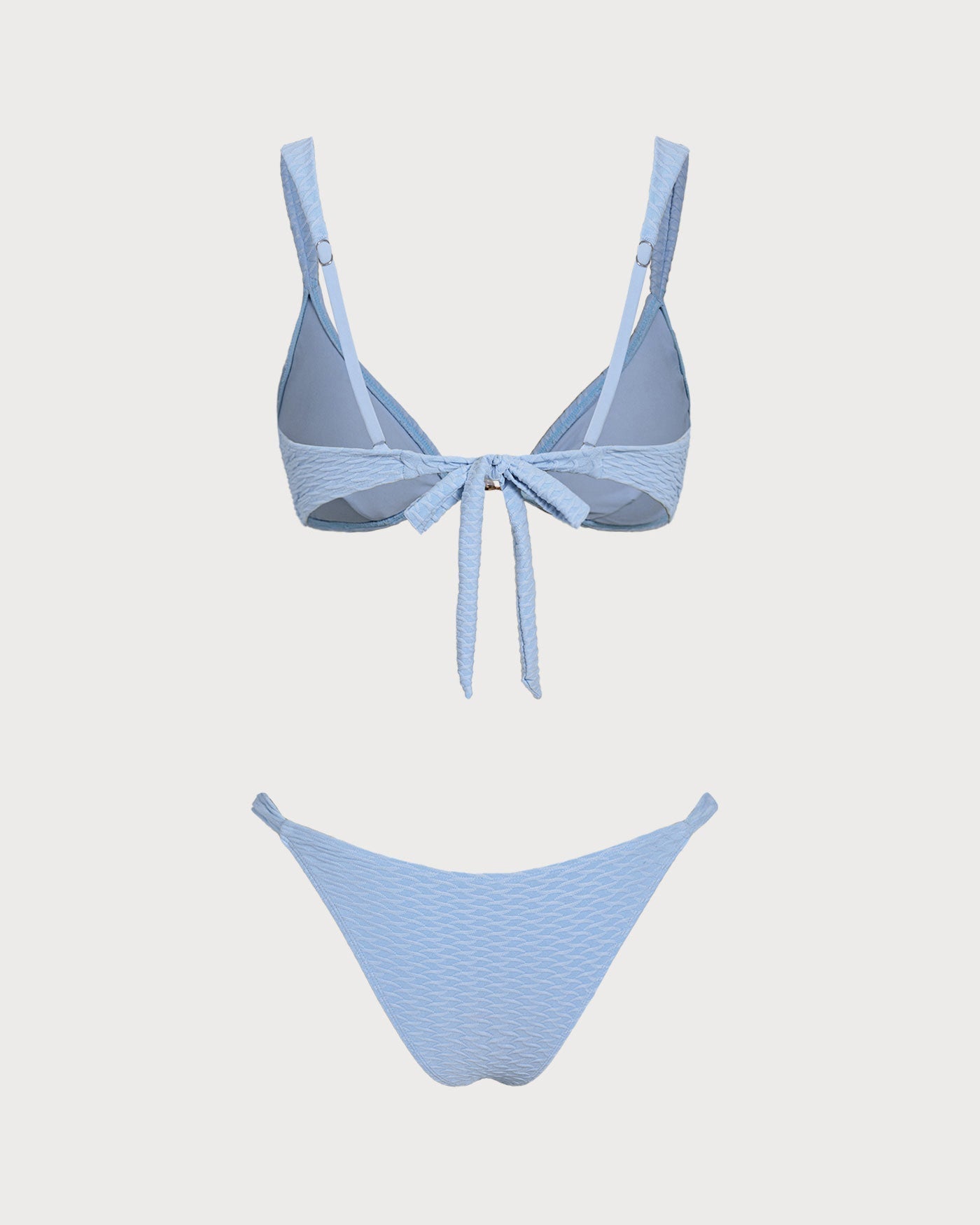 Textured Triangle Bikini Set in Blue