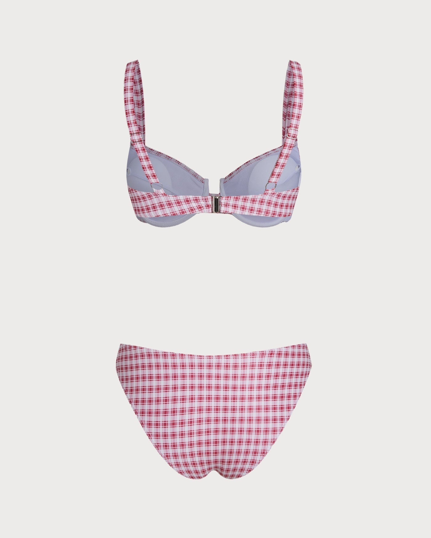 Red Checkered Bikini Set with Underwire