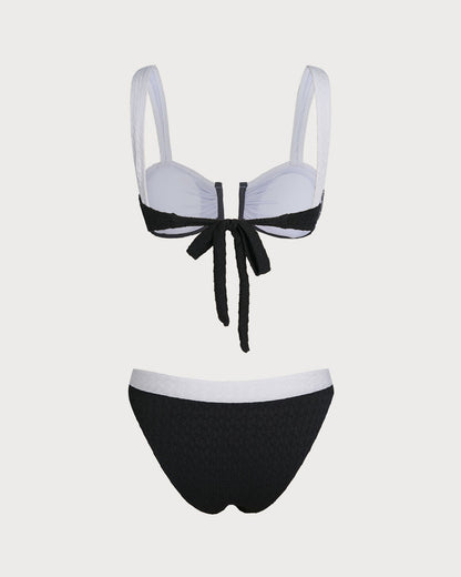 Black Triangle Bikini Set with Contrast