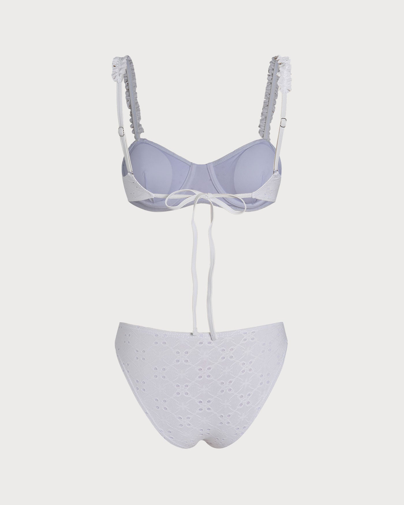White Jacquard Bikini Set with Ropes