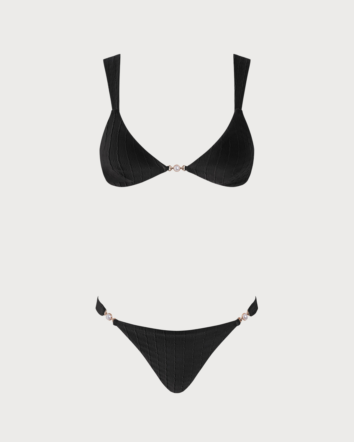 Black Bralette Bikini Set with V-Neck