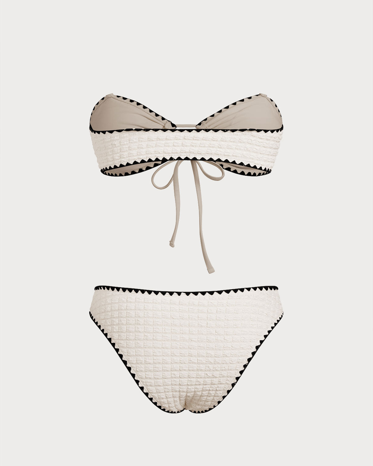 Contrasting White Bandeau Bikini Set