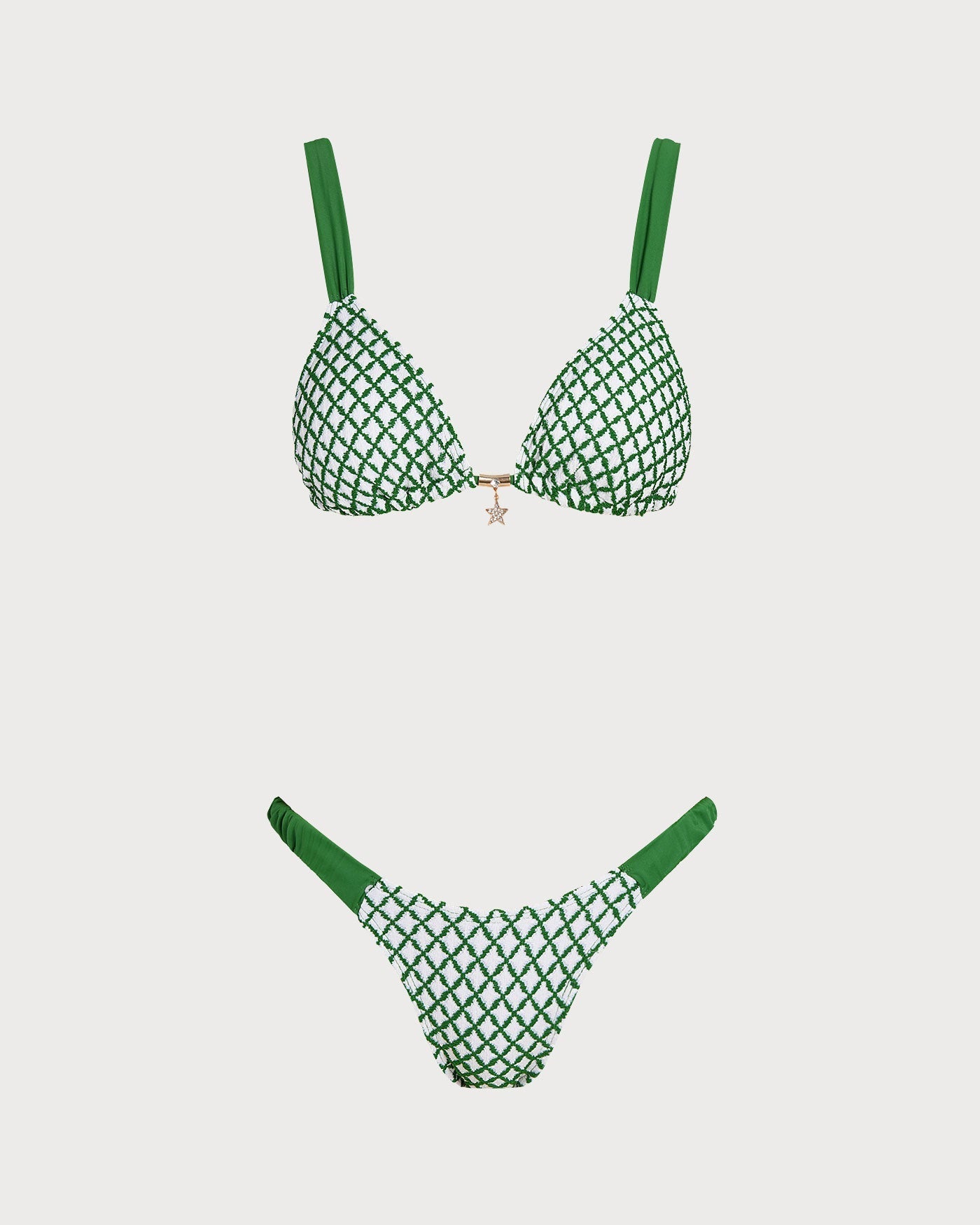 Green Striped Triangle Bikini Set
